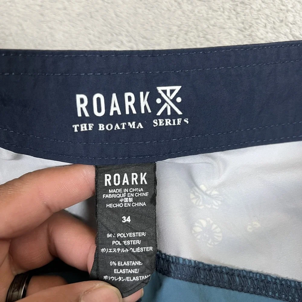 Roark Board Shorts Mens 34 Blue Floral Print Swim Pocket Beach Surfing Strech